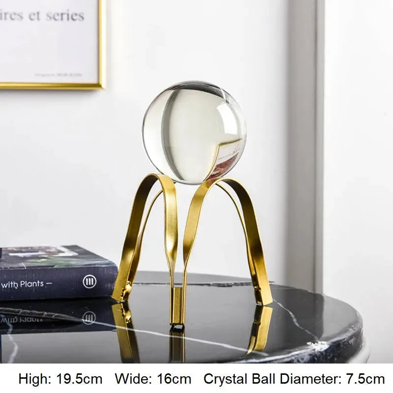 Golden Luxury Modern Metal Crystal Ball Crafts Ornament Living Room Home Decoration Accessories - Bellarte Enchanté Golden Luxury Modern Metal Crystal Ball Crafts Ornament Living Room Home Decoration Accessories